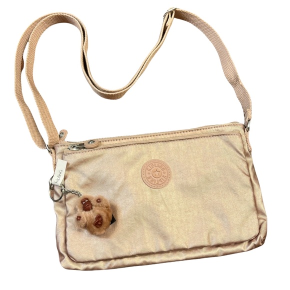 Kipling Bags Kipling Mikaela Metallic Canvas Crossbody Monkey
